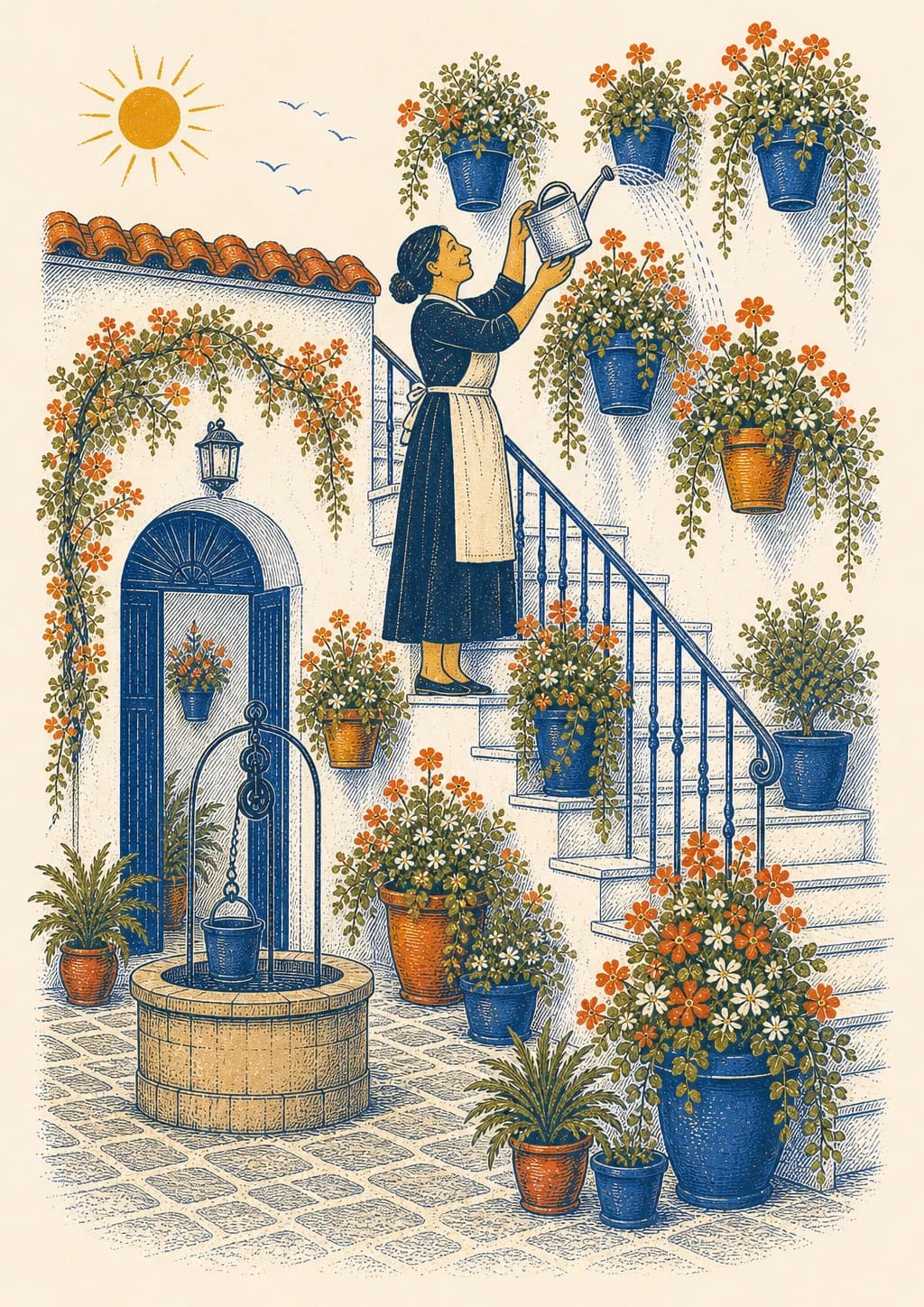 Ilustración de Lámina Los Patios