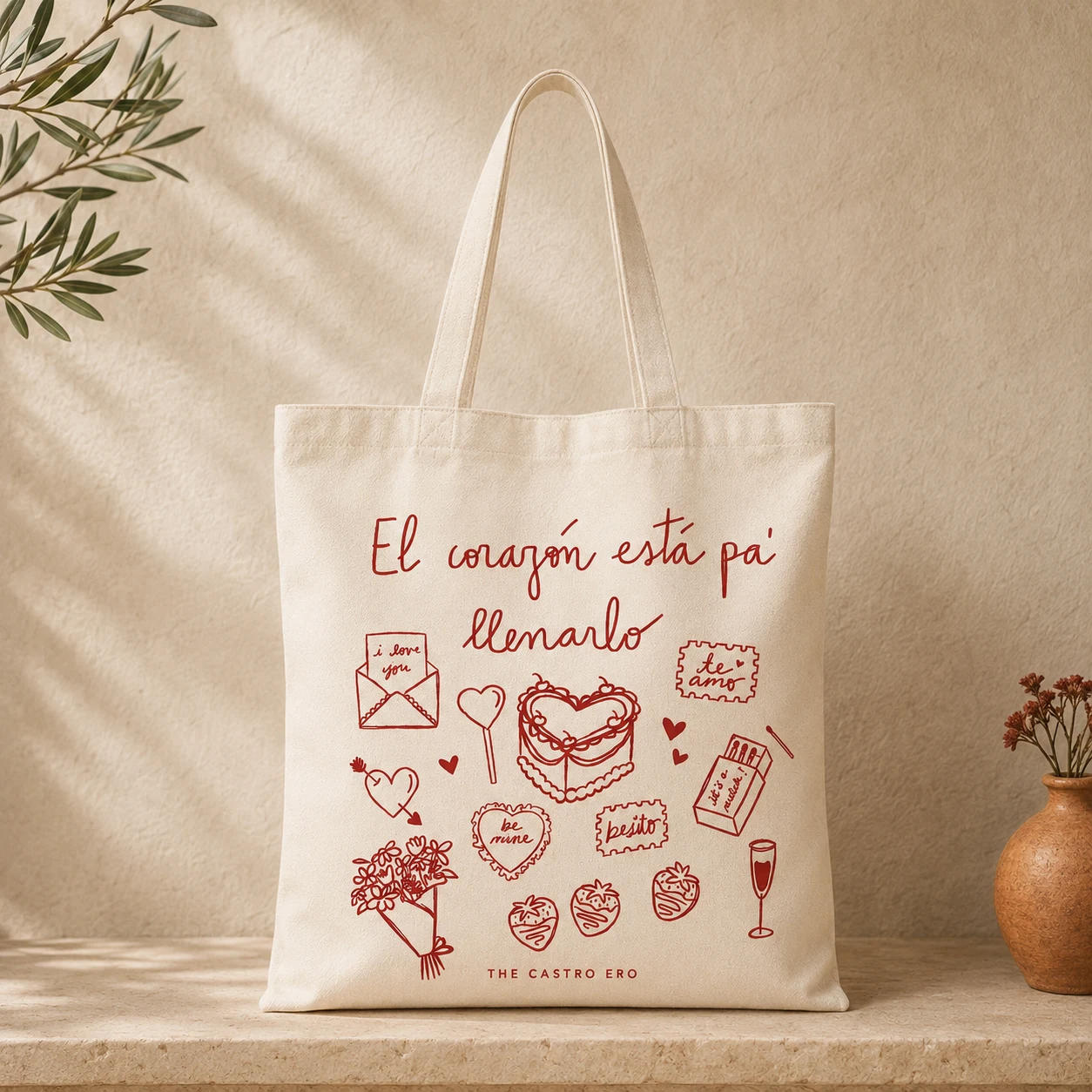 Ilustración de Tote Bag El Corazón Está Pa Llenarlo