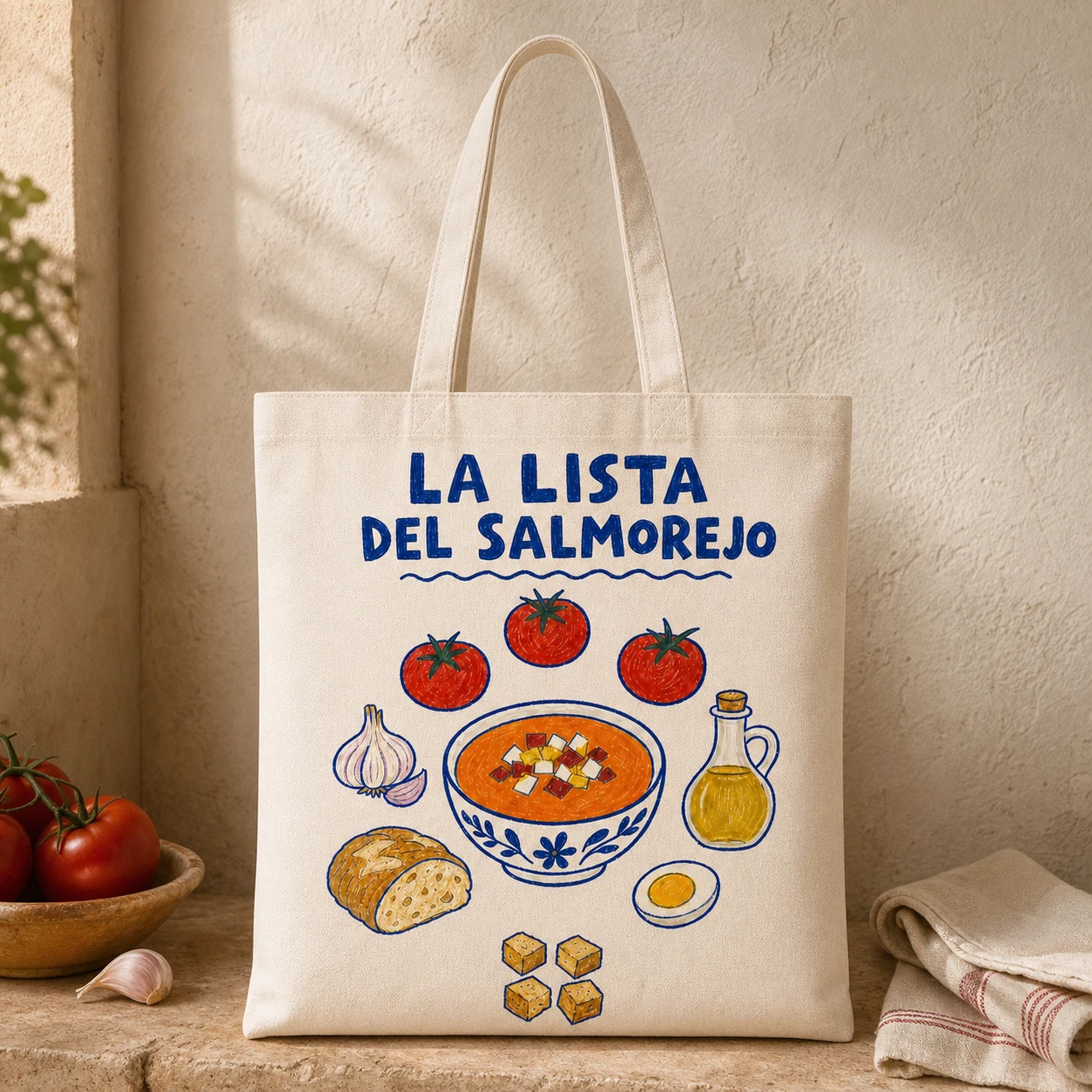 Ilustración de Tote Bag La Lista del Salmorejo