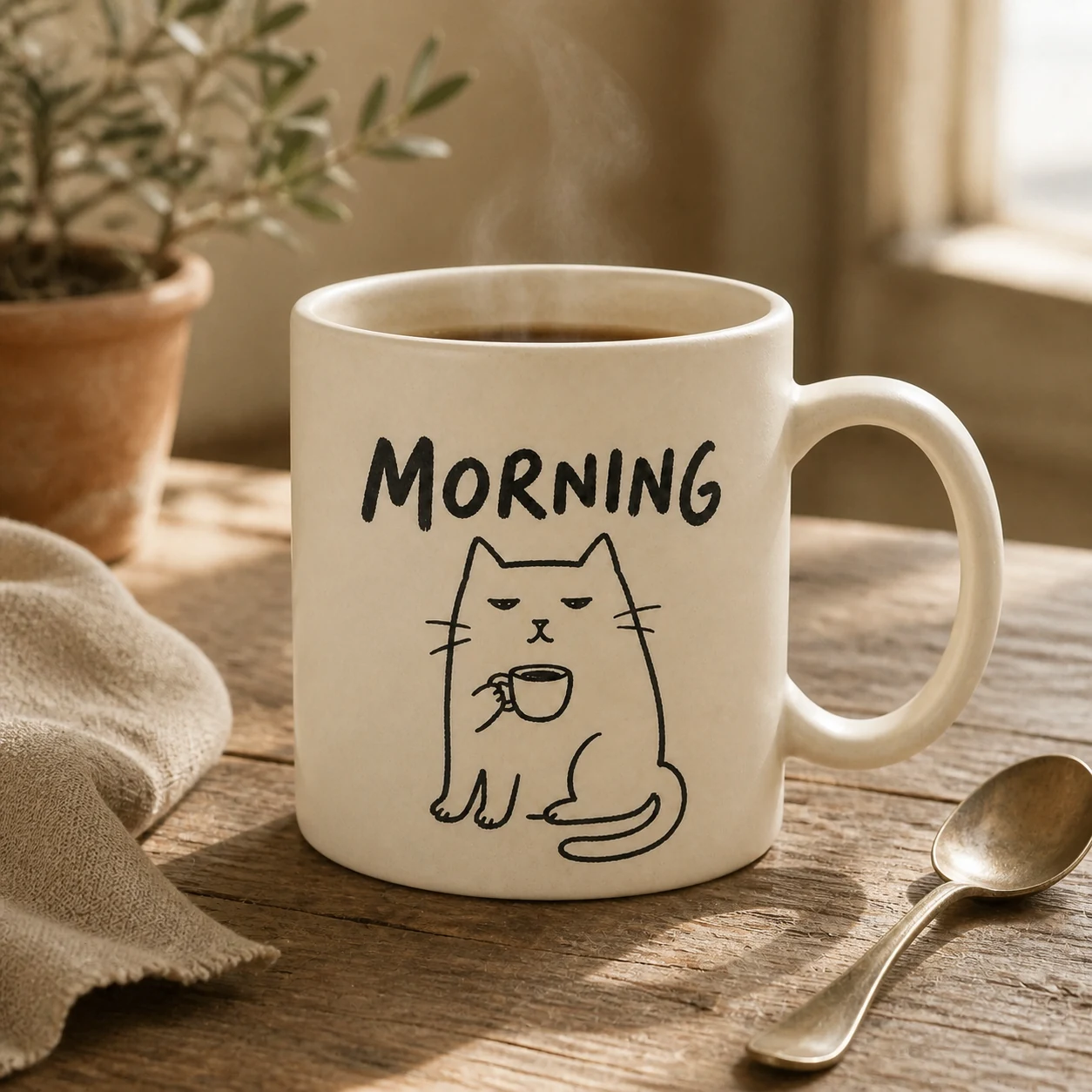 Ilustración de Taza Morning Cat
