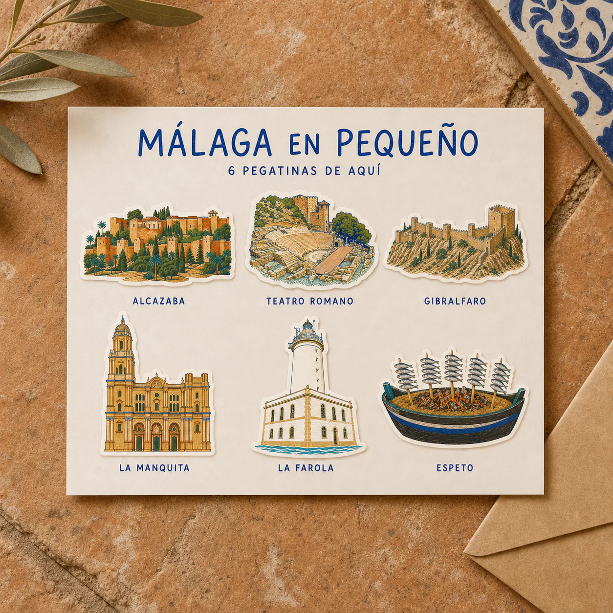 Ilustración de Pack de Pegatinas de Málaga